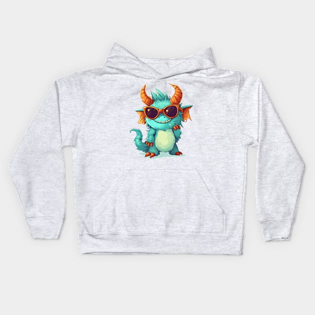 Cute Fluffy Monster Kids Hoodie by Obotan Mmienu